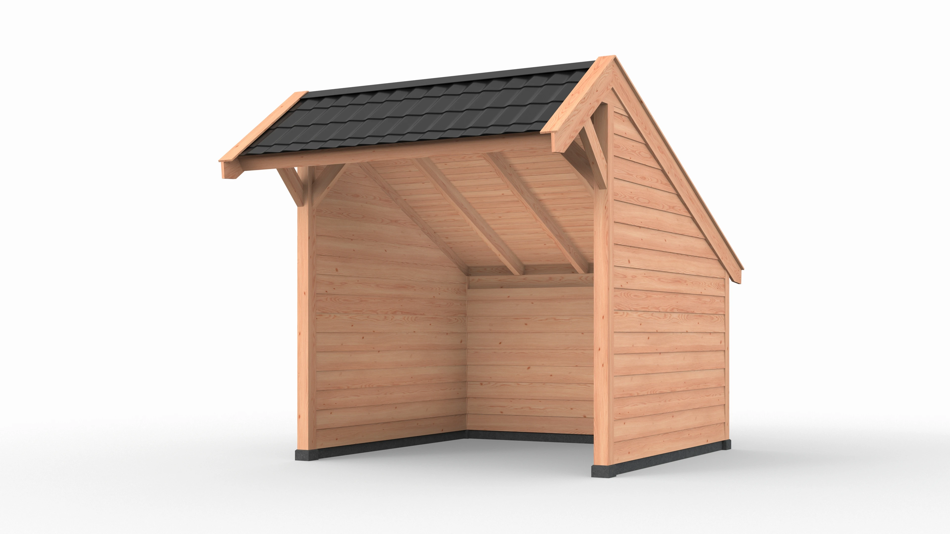 Douglas kapschuur, 300 x 300, met achterwand en twee zijwanden, Westwood Comfort - Afbeelding 1